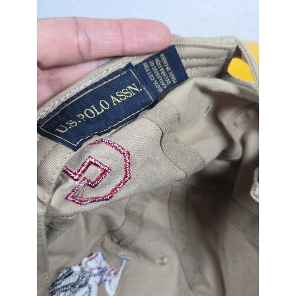 US Polo Assn Hat Cap Khaki Adjustable Embroidered Stiped Logo #3 - Picture 4 of 5